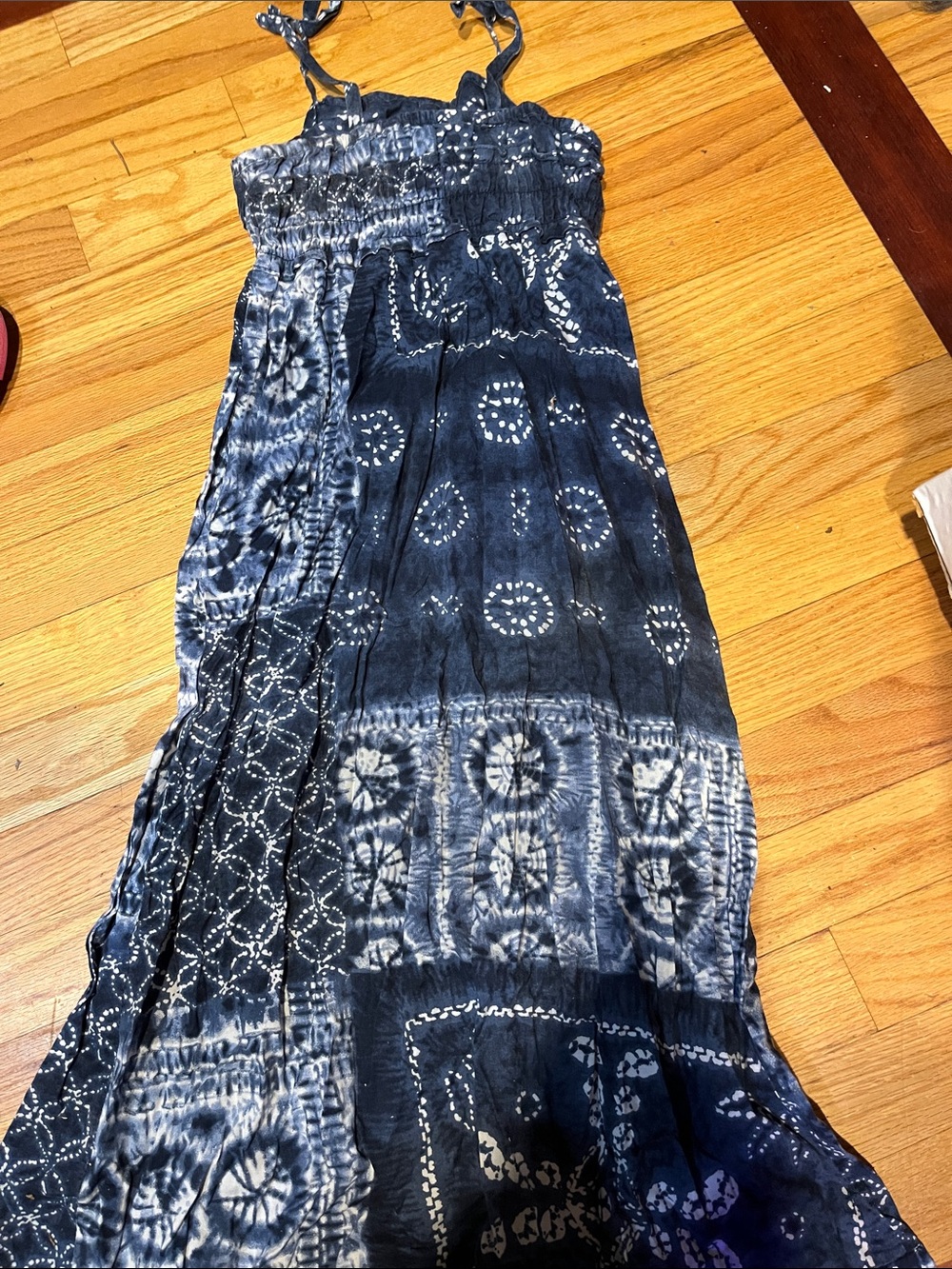 Blue Tie-Dye Maxi Skirt - Lightweight Summer Skirt